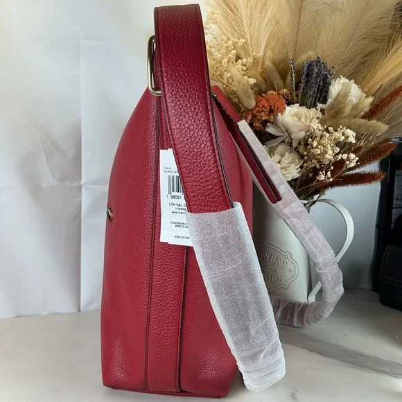 Coach C2818 Red Apple Pebbled Leather Shoulder Val Duffle Crossbody Hand Bag NWT - Picture 7 of 14